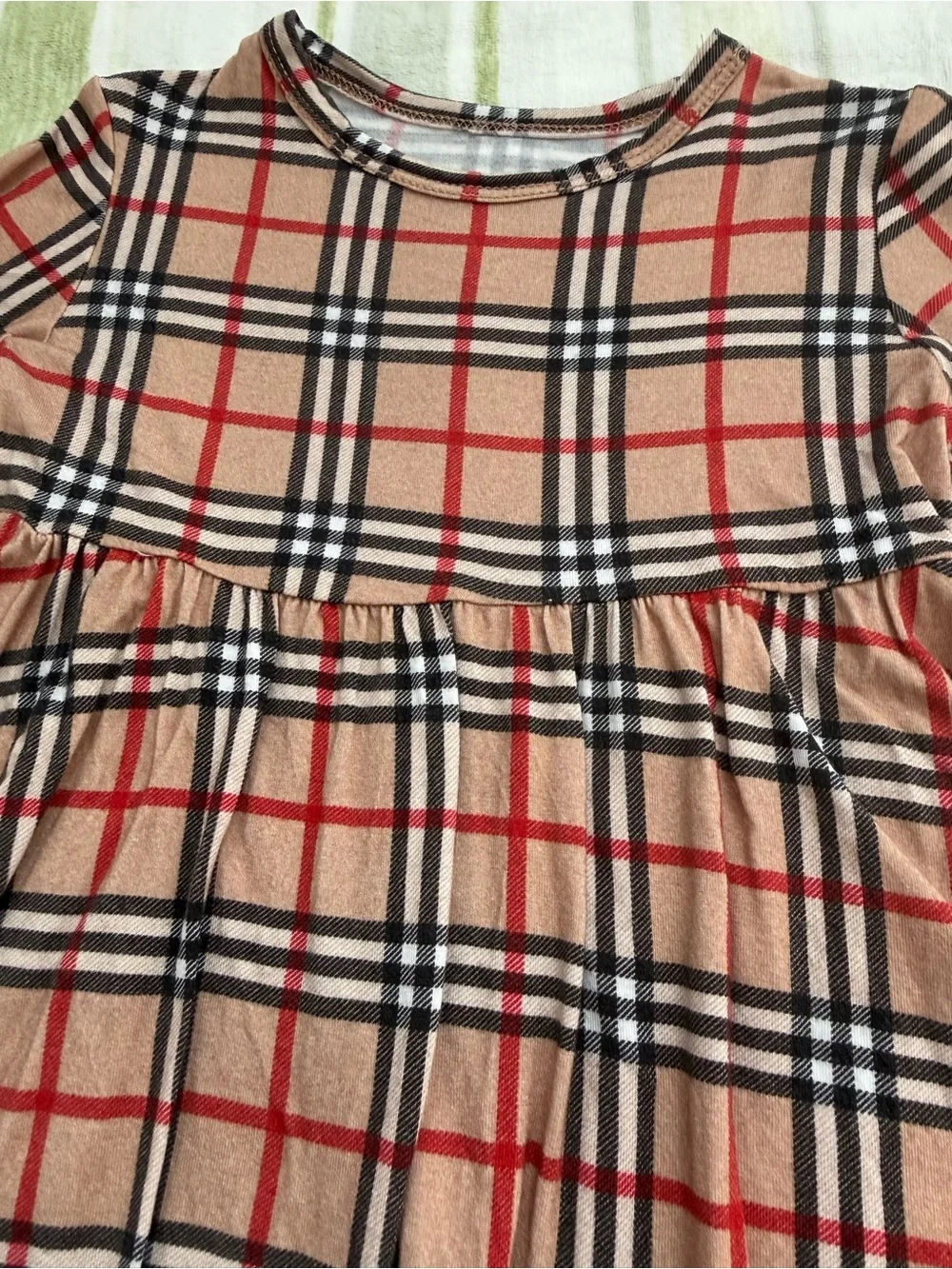 Stone and Rose Bamboo Long-Sleeve Plaid Peplum Top